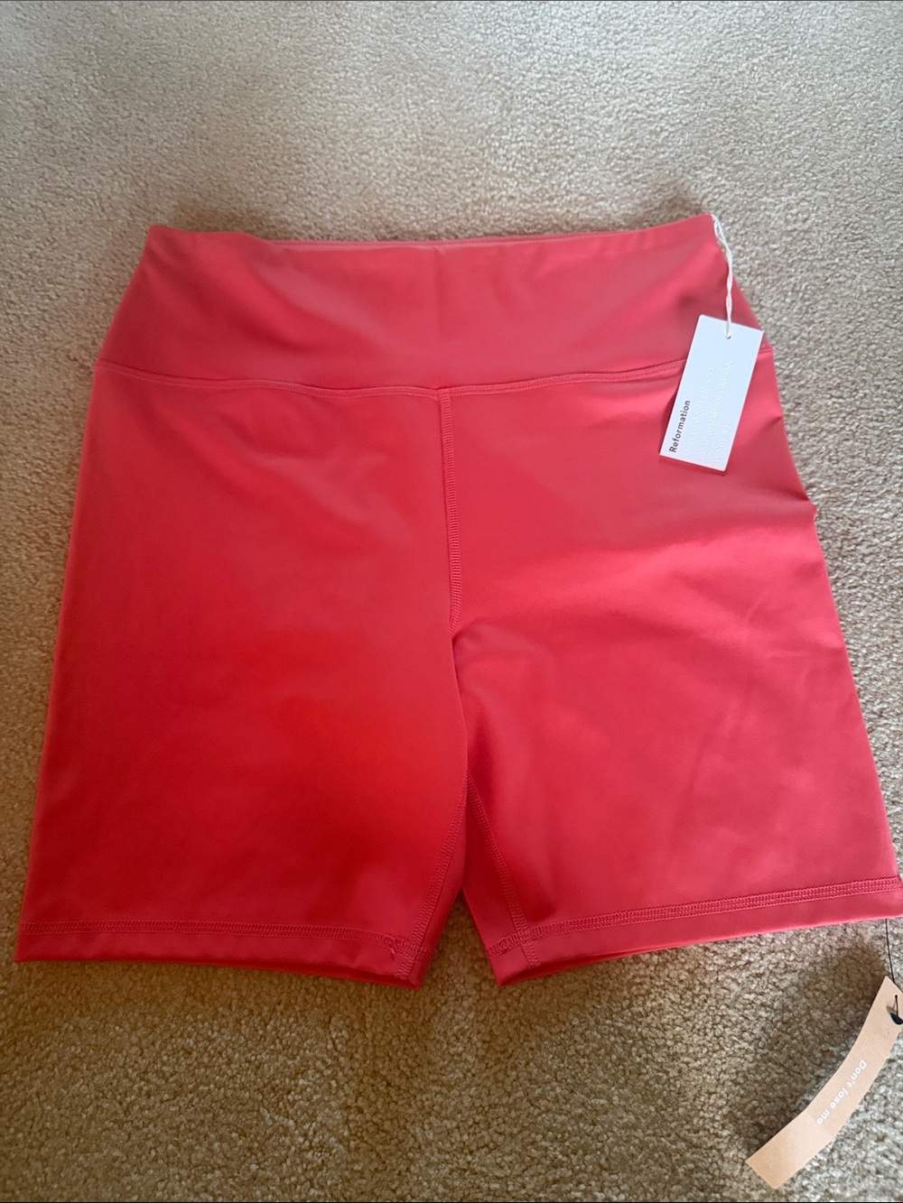 Reformation Coral Pink High-Rise Bike Shorts